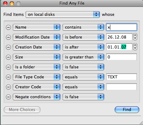 Search options