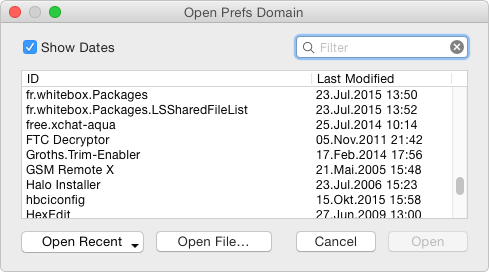 Choosing the prefs domain