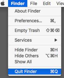 Finder with Quit menu